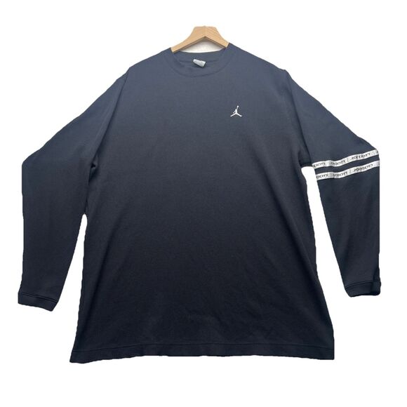 VTG Jordan Shirt Mens Size XXL Black Nylon Basketball Thermal Waffle Knit FLAW - Picture 1 of 13